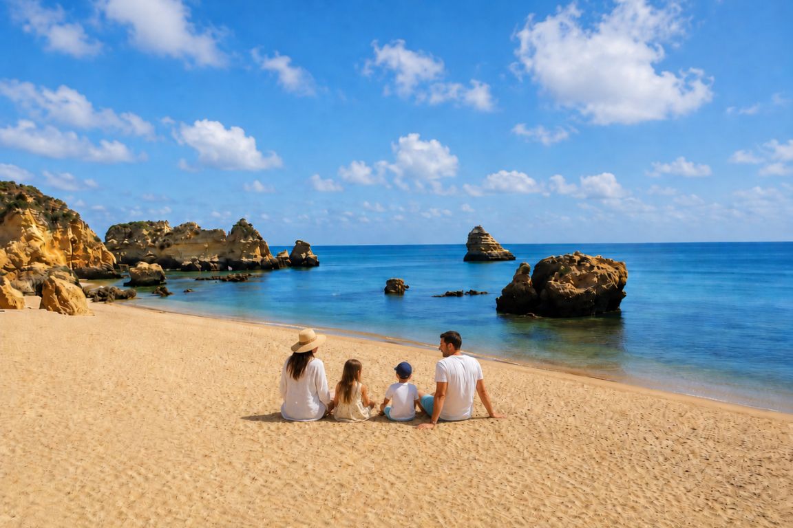 Praia Dona Ana, framed by golden cliffs