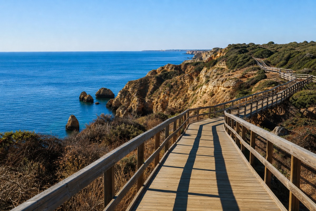 The clifftop boardwalk (passadiços) at Ponta da Piedade